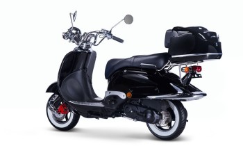 TECHNO CLASSIC 2.0 RETRO ROLLER 50ccm schwarz mit Topcase und schwarzer Sitzbank