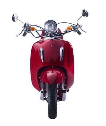 TECHNO CLASSIC 2.0 RETRO ROLLER 50ccm rot mit Topcase und brauner Sitzbank