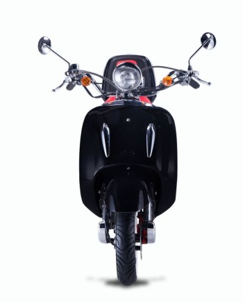 TECHNO CLASSIC 2.0 RETRO ROLLER 50ccm schwarz mit Topcase und roter Sitzbank