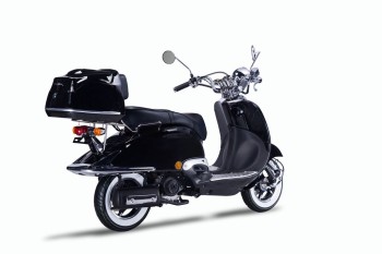 TECHNO CLASSIC 2.0 RETRO ROLLER 50ccm schwarz mit Topcase und schwarzer Sitzbank