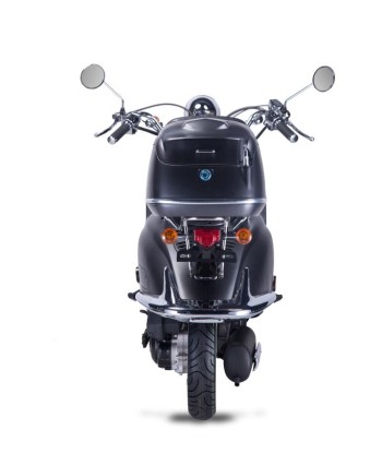 TECHNO CLASSIC 2.0 RETRO ROLLER 50ccm mattschwarz mit Topcase und schwarzer Sitzbank