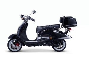 TECHNO CLASSIC 2.0 RETRO ROLLER 50ccm schwarz mit Topcase und schwarzer Sitzbank